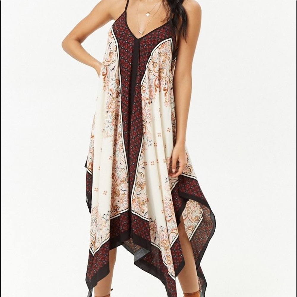 Scarf Print Handkercheif-Hem Dress